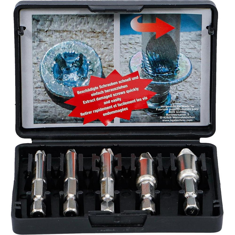 Jeu d Extracteurs de Vis 5 pcs - 0 à 3 - Acier Résistant - Dévissage Facile et Rapide, Pro - D-Work Jeu d Extracteurs de Vis 5 pcs - 0 à 3 - Acier Résistant - Dévissage Facile et Rapide, Pro - D-Work