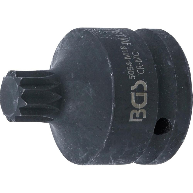 Douille à Embouts Choc 55 mm - 20 mm (3/4 ) M18, Denture Multiple Intérieure XZN - , Résistante et Précise - BGS