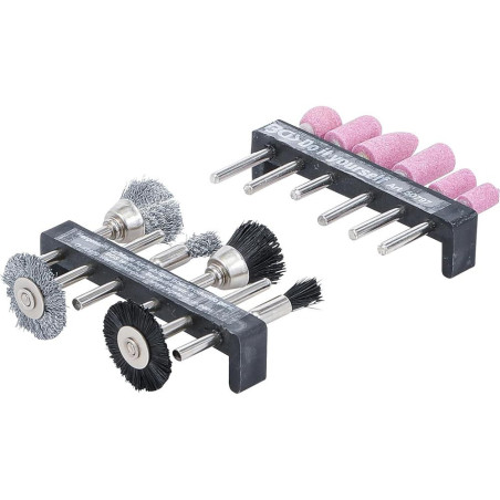 Jeu de Brosses à Fil d Acier Plastique 12 Pièces - Pour Meuleuse, Résistant et Pratique - BGS