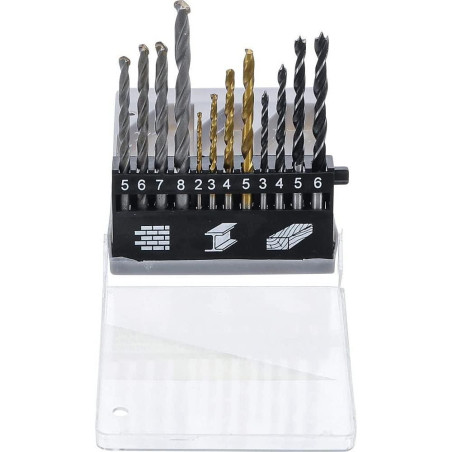 Ensemble de 12 Mèches Combinées 2-8 mm - Acier, Polyvalent et Précis, Plastique, Pro - D-Work