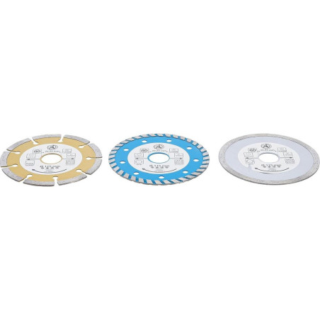 Jeu de 3 Disques de Coupe Diamant 115 mm - D.20 mm Perçage Frontal - Coupe Précise et Durable, Pro - D-Work