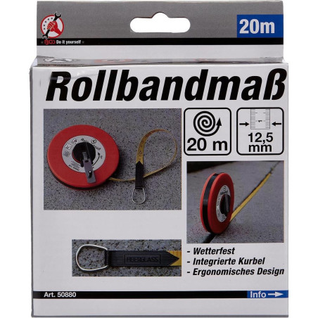 m Ruban 20 m x 12,5 mm Précision et Robustesse pour Mesures Longues, Acier, Pro - D-Work