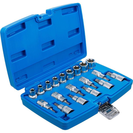 Jeu de Douilles et Embouts 12,5 mm (1/2) - Profil E et Torx - 19 pcs - Polyvalence et Précision - D-Work