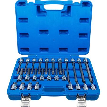 Jeu de Douilles et Embouts 12,5 mm (1/2 ) - Denture Multiple Intérieure XZN - 26 Pièces, Résistant et Polyvalent - BGS