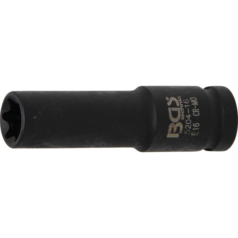 Douille à Choc Longue Profil E 12,5 mm (1/2) E16 Résistante et Précise, Acier - D-Work Douille à Choc Longue Profil E 12,5 mm (1/2) E16 Résistante et Précise, Acier - D-Work