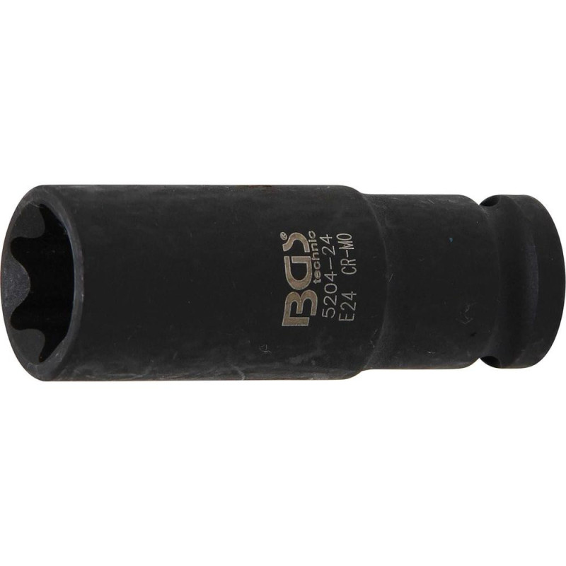 Douille à Choc Longue Profil E 12,5 mm (1/2) E24 - Puissance et Durabilité, Acier - D-Work Douille à Choc Longue Profil E 12,5 mm (1/2) E24 - Puissance et Durabilité, Acier - D-Work