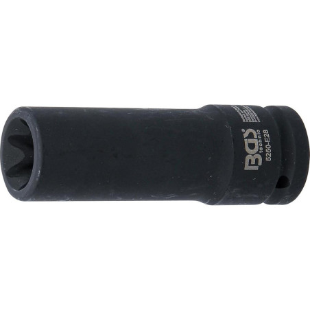 Douille à Choc Longue Profil E 20 mm (3/4) E28 - Puissance et Durabilité, Acier, Zones Difficiles - D-Work