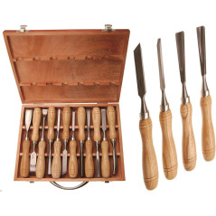 Jeu de Ciseaux à Bois 12 pcs - Précision et Confort d Utilisation, Pro, Acier Durable - D-Work