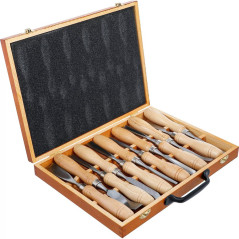 Jeu de Ciseaux à Bois 12 pcs - Précision et Confort d Utilisation, Pro, Acier Durable - D-Work