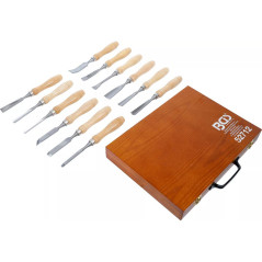 Jeu de Ciseaux à Bois 12 pcs - Précision et Confort d Utilisation, Pro, Acier Durable - D-Work