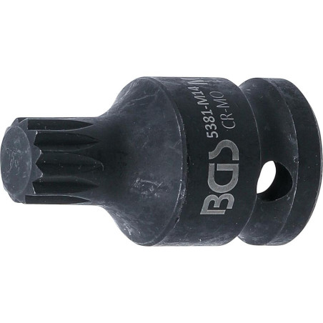 Douille à Embouts à Choc 43 mm - 12,5 mm (1/2 ), Denture Multiple Intérieure XZN M14 - Précision et Robustesse - BGS