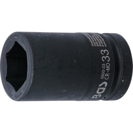 Douille à Choc Six Pans Longue 25 mm (1 ) - 33 mm - Puissance et Précision - BGS
