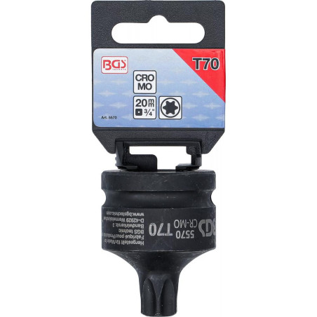 Douille à Embouts de Puissance 60 mm - 20 mm (3/4 ), Profil Torx T70 - - Précision et Robustesse - BGS