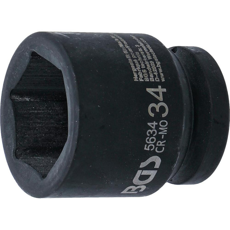 Douille à Choc Six Pans 20 mm (3/4 ) - 34 mm Longueur - Acier Résistant - Usage Professionnel - BGS