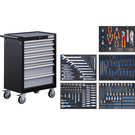Servante d Atelier 7 Tiroirs - 246 Outils Complets - Rangement Robuste et Mobile pour Atelier - BGS