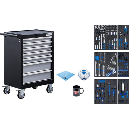 Servante d Atelier 7 Tiroirs - 120 Outils Complets - Rangement Robuste et Mobile - BGS