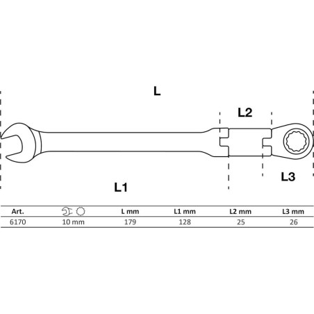 Clé Mixte à Cliquet Pliable 10 mm - Double Articulation - Précision et Maniabilité - - BGS