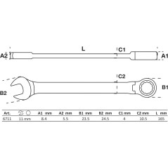 Clé Mixte à Cliquet à Couder 11 mm - - Précision et Maniabilité - BGS