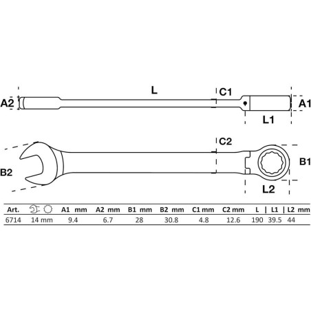 Clé Mixte à Cliquet à Couder 14 mm Précision et Confort d Utilisation - BGS