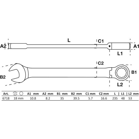 Clé Mixte à Cliquet à Couder 18 mm - - Précision et Confort d Utilisation - BGS