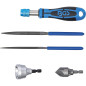 Ébarbeur Interne/Externe et Jeu de Limes 5 pcs - Acier, Précision et Polyvalence, Pro - D-Work Ébarbeur Interne/Externe et Jeu de Limes 5 pcs - Acier, Précision et Polyvalence, Pro - D-Work