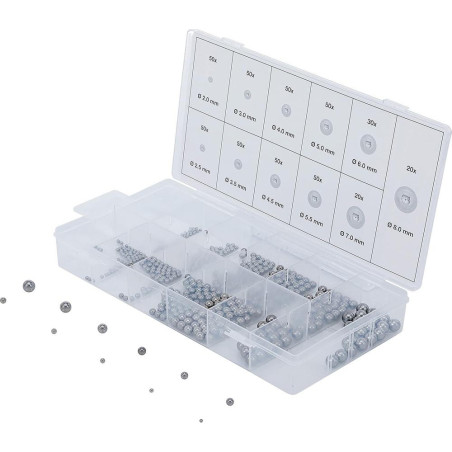 Assortiment de Billes d'Acier 470 pcs - Haute Qualité, Résistantes et Précises - Roulement - D-Work