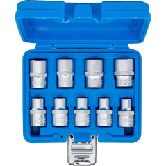 Jeu de Douilles Profil E XXL 10 mm (3/8) E6 - E20 - 10 pcs - Précision et Robustesse, Acier - D-Work
