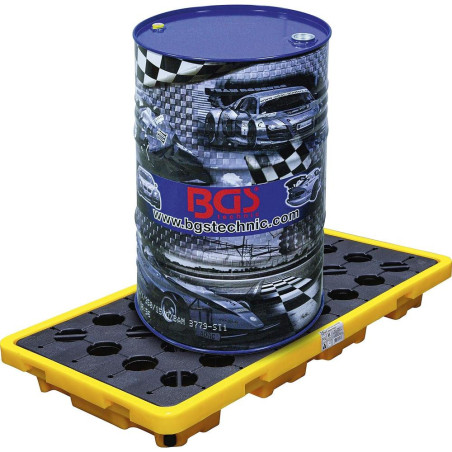Bac de Collecte d’Huile avec Grille - Pour 2 Fûts de 200 L - Résistant et Pratique - BGS