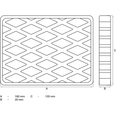 Tampon en Caoutchouc pour Pont Élévateur 160x120x20 mm - Résistant et Antidérapant - BGS