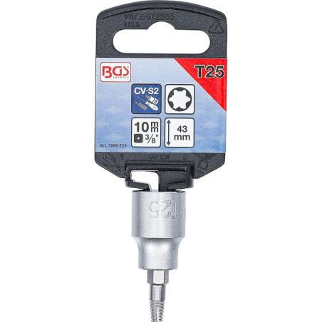 Douille à Embouts Extracteurs de Vis 10 mm (3/8 ) - Pour Profil T Torx Défectueux T25 - Extraction Facile et Précise - BGS