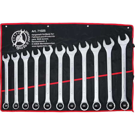 Jeu de Clés Mixtes XXL 34-50 mm - 11 pcs - Polyvalence et Robustesse, Pro, Acier Résistant - D-Work