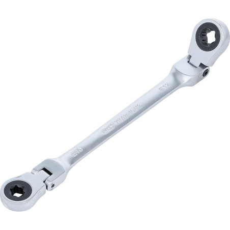 Double Clé Annulaire à Cliquet Pliable E10 x E12 - Têtes Polygonales Profil E - Précision et Maniabilité - D-Work