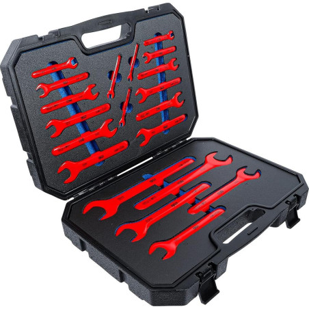 Jeu de Clés à Fourche VDE 6-32 mm - 20 pcs - Isolation Sécurisée et Précision Professionnelle, Acier - D-Work