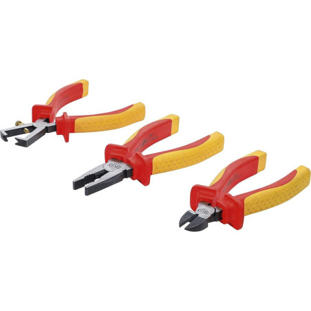 Jeu de Pinces VDE 3 pcs - Isolation 1000V, Ergonomiques et Sécurisées, Acier, Pro - D-Work