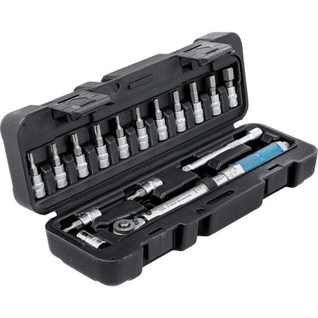 Jeu de Clés Dynamométriques 1/4 3-24 Nm - 16 pcs - Précision et Fiabilité, Acier, Pro - D-Work