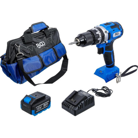 Jeu de Perceuse à Percussion Sans Balais 18 V - 65 Nm, Batterie et Chargeur Rapide - Puissance et Autonomie Optimales - BGS
