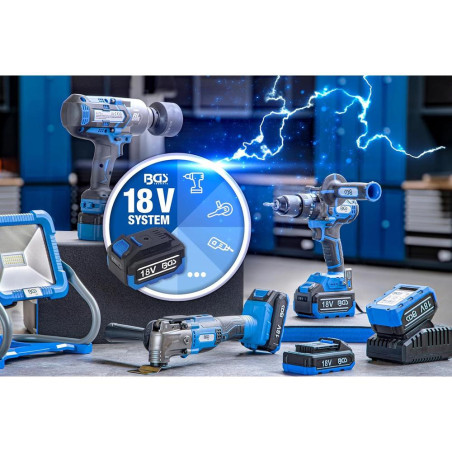 Jeu de Meuleuse d’Angle Sans Balais 18V - Batterie et Chargeur Rapide Inclus - Puissance et Mobilité - BGS