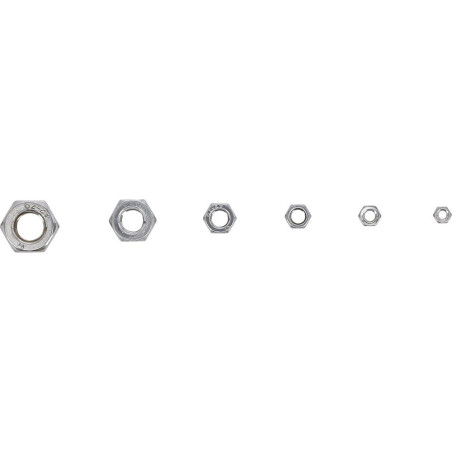 Assortiment d’Écrous Six Pans Acier Inoxydable 300 Pièces - Résistants et Durables - BGS