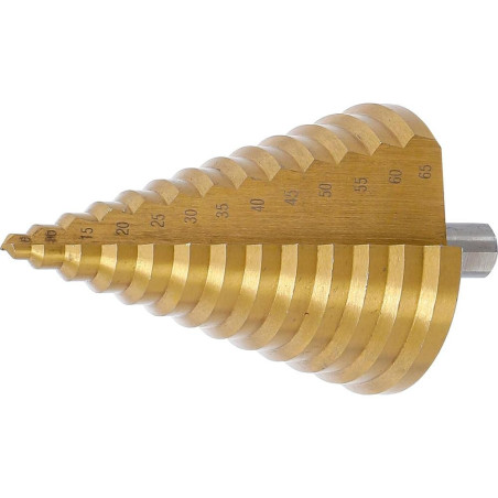 Foret Étagé Nitrure de Titane Ø6-65 mm - Acier Haute Performance - Perçage Précis et Durable - BGS