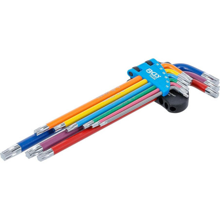 Jeu de Clés Allen Extra Longues 9 Pièces T10-T50 - Profil Torx Multicolore - Précision et Confort d Utilisation - BGS