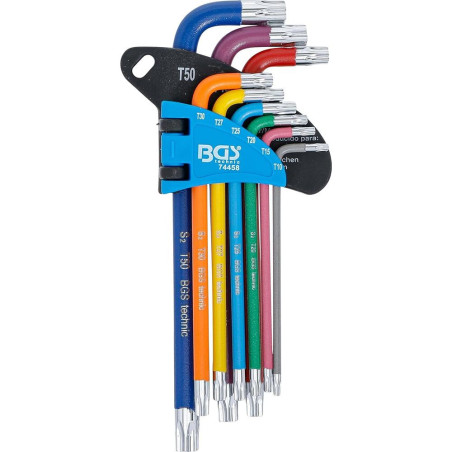 Jeu de Clés Allen Profil T Torx 9 Pièces - Multicolore, T10 à T50 - Précision et Confort d Utilisation - BGS