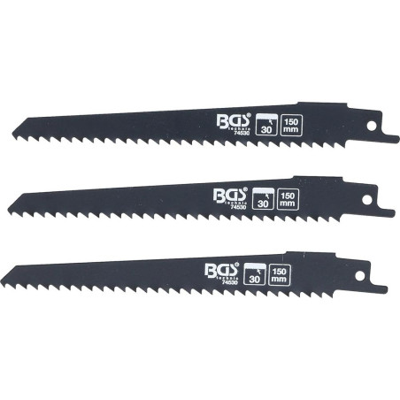 Jeu de Lames de Scie Sabre 3 pcs - Pour Bois, Compatible Art. 7367 - Coupe Précise et Durable - BGS