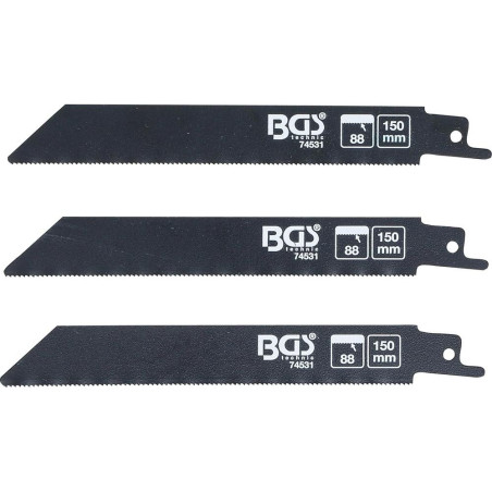 Jeu de Lames de Scie Sabre 3 pcs - Pour Métaux, Compatible Art. 7367 - Coupe Précise et Durable - BGS