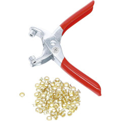 Pince à Oeillets avec 100 Oeillets Ronds 4,5 mm - Acier, Précision et Facilité d Utilisation, Pro - D-Work