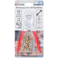 Pince à Œillets avec 100 Œillets Ronds 5,0 mm - Acier, Précision et Facilité d Utilisation - BGS