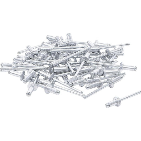 Assortiment de Rivets Pop Ø4 mm - 50 Pièces - Acier, Résistants et Pratiques - - BGS