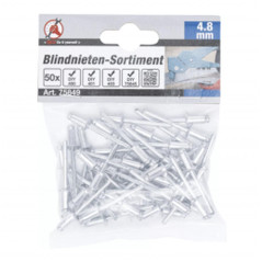 Assortiment de Rivets Pop Ø4 mm - 50 Pièces - Acier, Résistants et Pratiques - - BGS