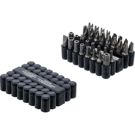 Jeu d'Embouts Courts 6,3 mm (1/4) - 33 pcs, Profils Variés - Polyvalence et Précision, Acier, Zones Difficiles - D-Work