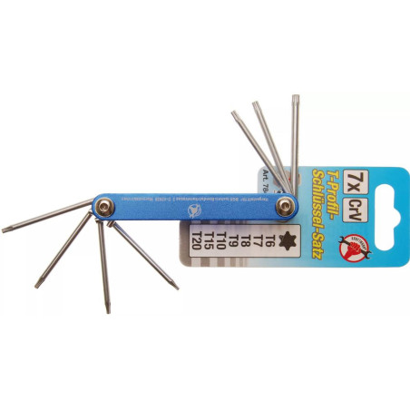 Jeu de Clés Repliables Profil en T Torx T6-T20 - 7 Pièces - Compact et Pratique pour Mécanique - BGS