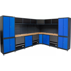 Système d Unité Murale Atelier Bois 8 Modules - 58x202.5x9 cm - Rangement Modulable et Pratique - BGS